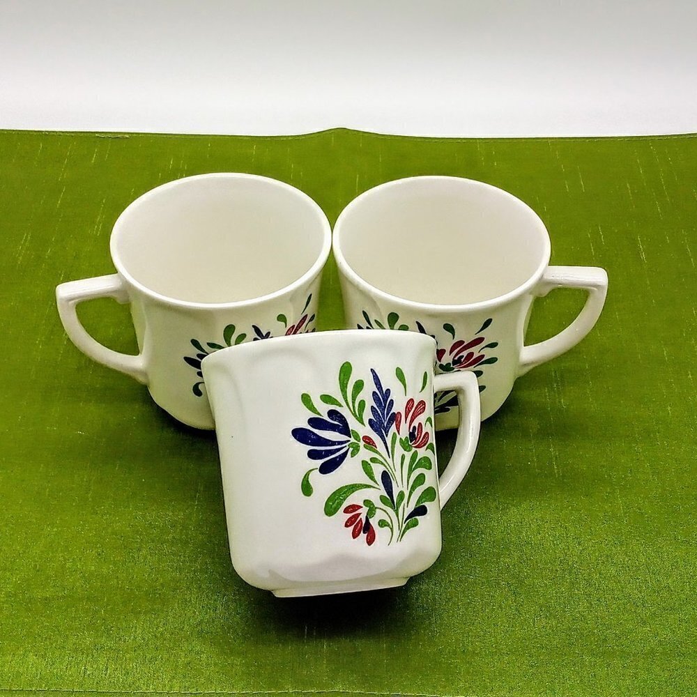 Set of 3 Vintage Johnson Brothers "Provincial" Flat Ceramic Cups